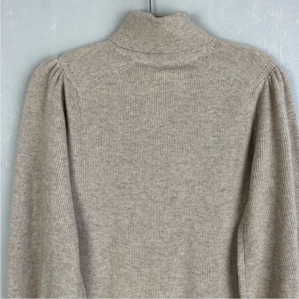 Ba&Sh Size M Eden Jumper Sweater 100% Wool Beige Turtleneck Ribbed - Picture 8 of 13